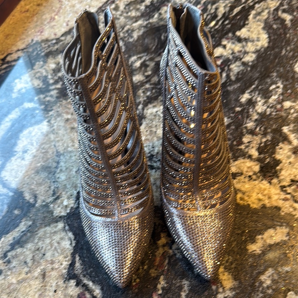 INC International Concepts Silver Ankle Booties